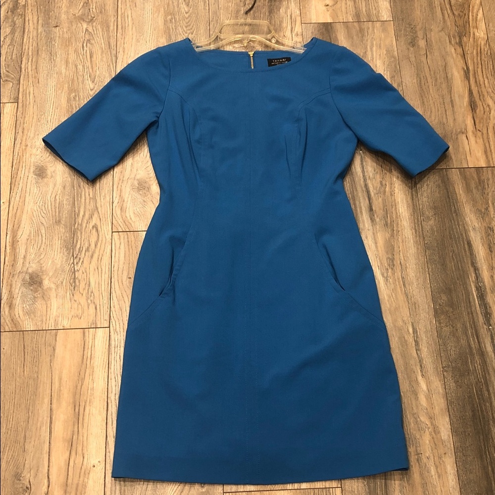 Tahari Elegant Blue Mini Dress